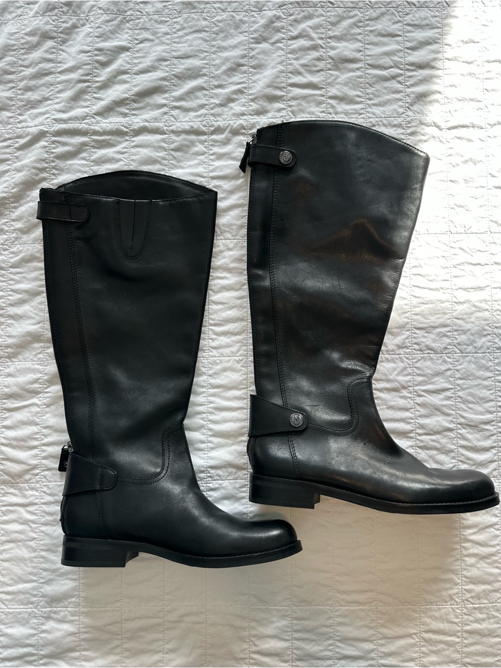 Sam Edelman Black Leather Wide Calf Leather Riding Boots